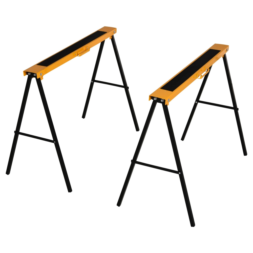Set di 2 Cavalletti Pieghevoli Cavalletto per Legna Antiscivolo Arancione
