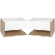 Tavolini da notte a muro ¨C Minimal ¨C Bianco e effetto quercia