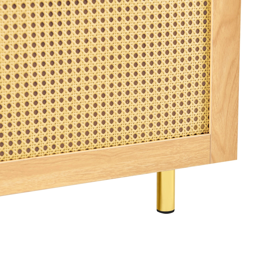 Credenza 2 ante in MDF con rattan intrecciato naturale HAVRYA