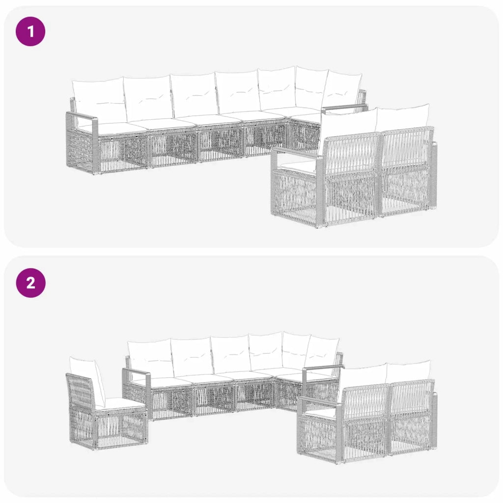 Set Divano da Giardino 8 pz Nero polyrattan 3435772