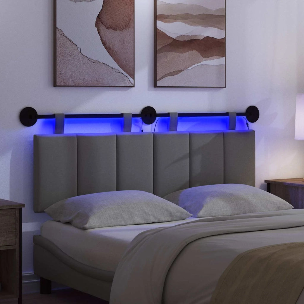 Testiera | Testata sospesa Con luce LED Grigio Scuro Tessuto