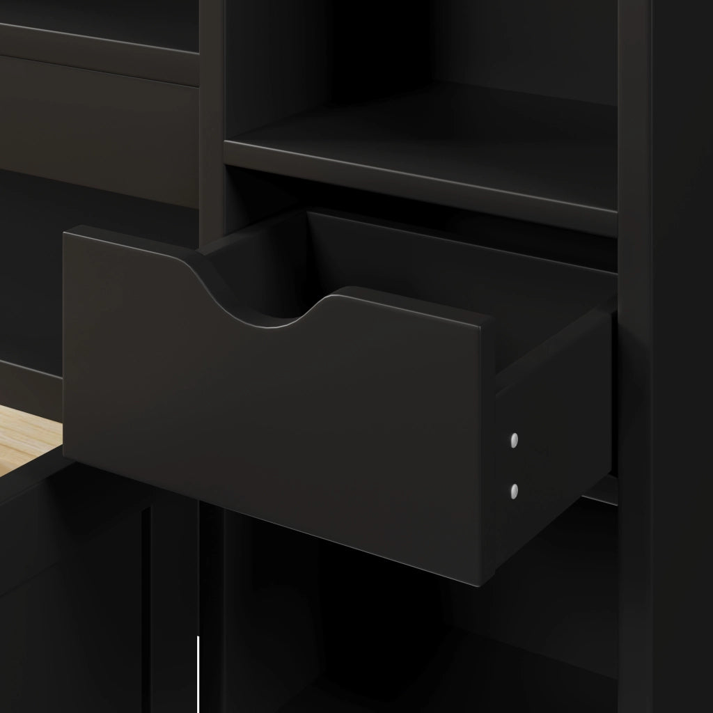Letto con cassetti 140 × 200 cm con testiera e pediera contenitore LED a 7 colori in MDF nero