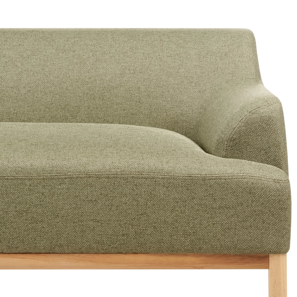 Divano angolare a destra Tessuto poliestere verde Gambe di legno Soggiorno elegante
