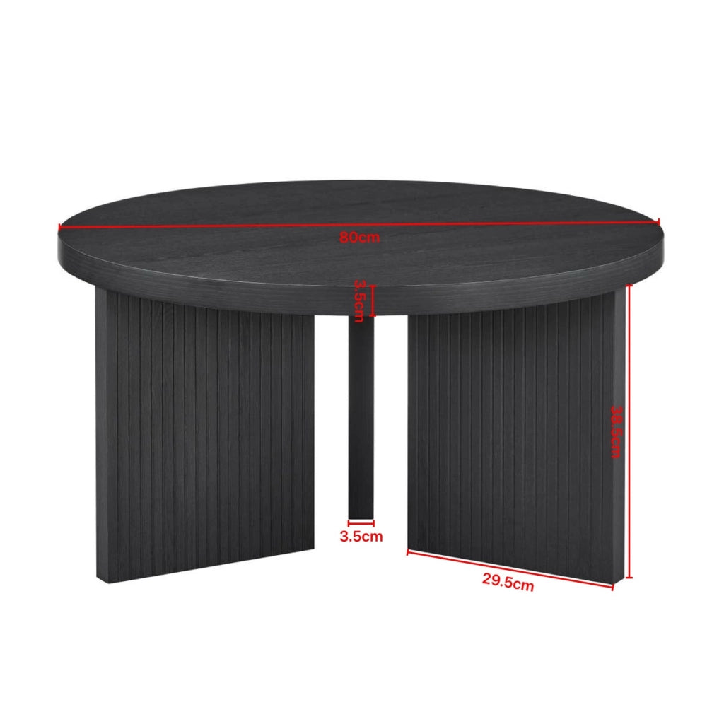 Tavolino da salotto rotondo nero in MDF HOMVRA