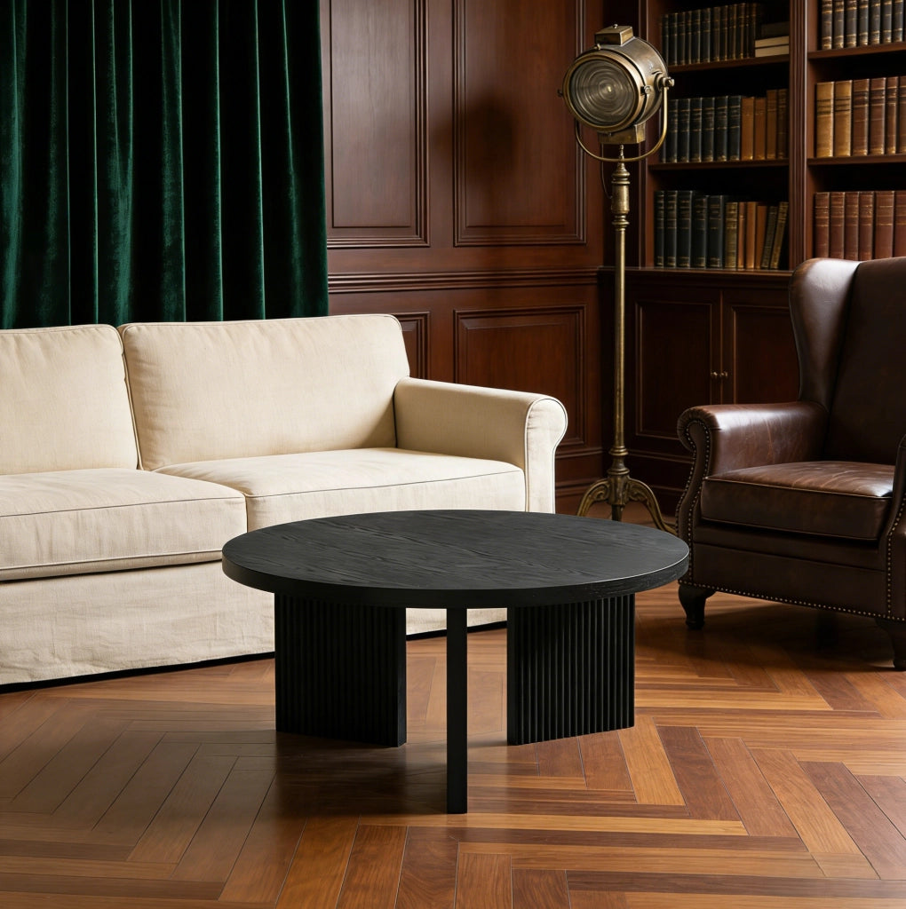 Tavolino da caffè rotondo nero in MDF