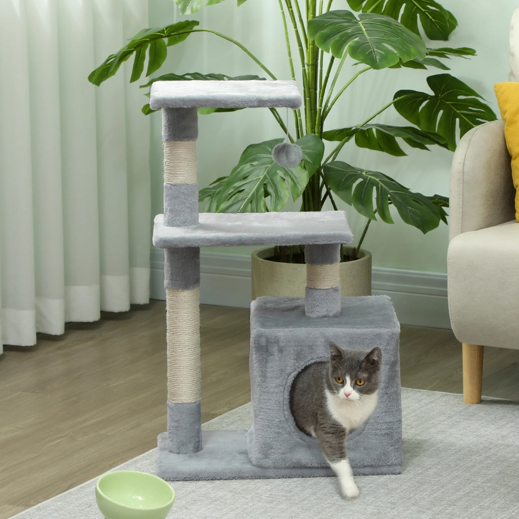 Tiragraffi per Gatti con Sisal e Ripiani ¨C zephmum ¨C 50x30x81,5 cm Grigio