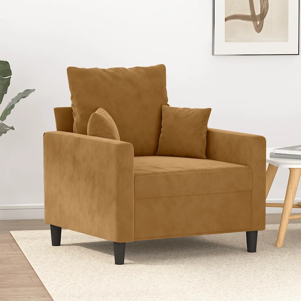 Poltrona | Sedia Relax Marrone 60 cm Velluto