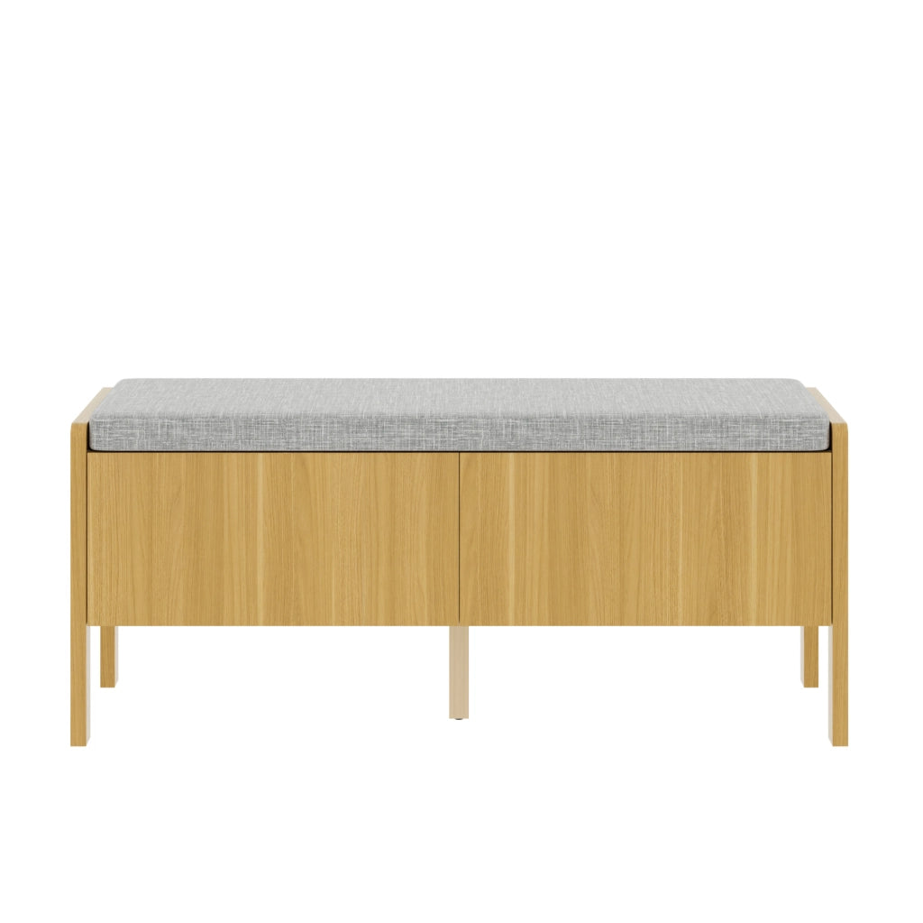 Panca contenitore 113 cm in bamb¨´ e MDF con lati in rattan grigio naturale HAVRYA