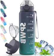 Bottiglia da 1 Litro - Senza Alcol - BPA Libero - Con Filtro e Marcatura del Tempo - Adatto per Bevande Gassate - Per Ciclismo, Fitness, Escursioni, Campeggio e Scuola