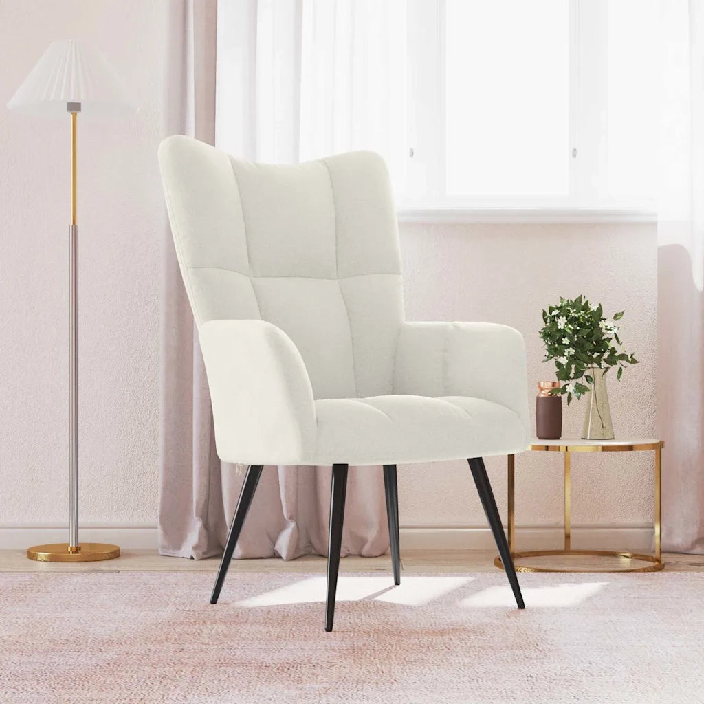 Poltrona | Sedia Relax Bianco Crema Velluto