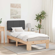 Letto con Testiera Rivestita Grigio scuro 90 x 190 cm 877455