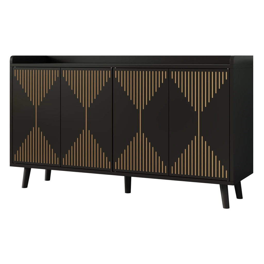 Mobile da cucina e soggiorno, 140x40x84 cm, con 4 ante e ripiani regolabili