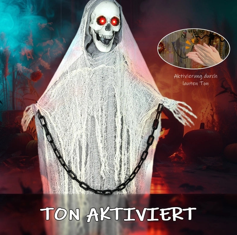 DECORAZIONE HALLOWEEN Scheletro Mietitore 70x16x183 cm Grigio con LED