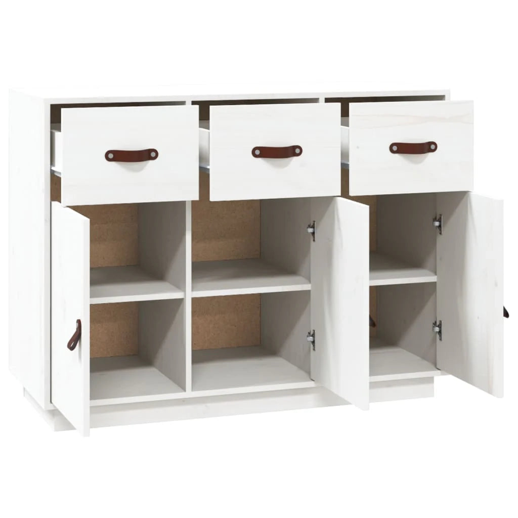 Buffet credenza cassettiera armadio mobile contenitore organizer per cucina soggiorno salotto 100 x 40 x 75 cm legno massello di pino bianco 02_0030170