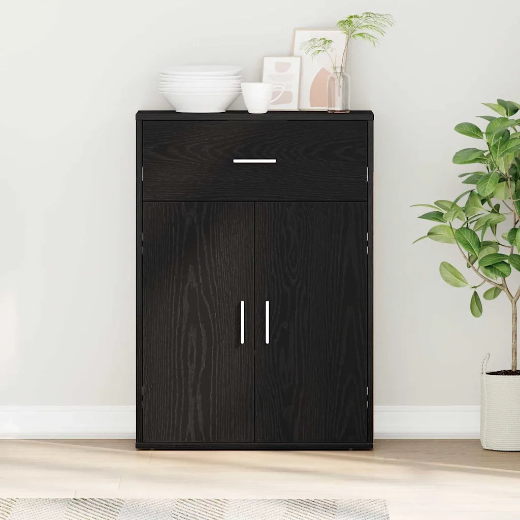 Credenza-Buffet-Armadio da cucina Rovere Nero 60 x 30 x 84 cm Legno multistrato