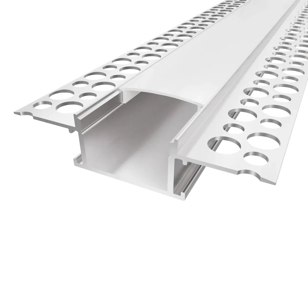 Profilo da incasso in alluminio silver 2mt per cartongesso per doppia striscia led