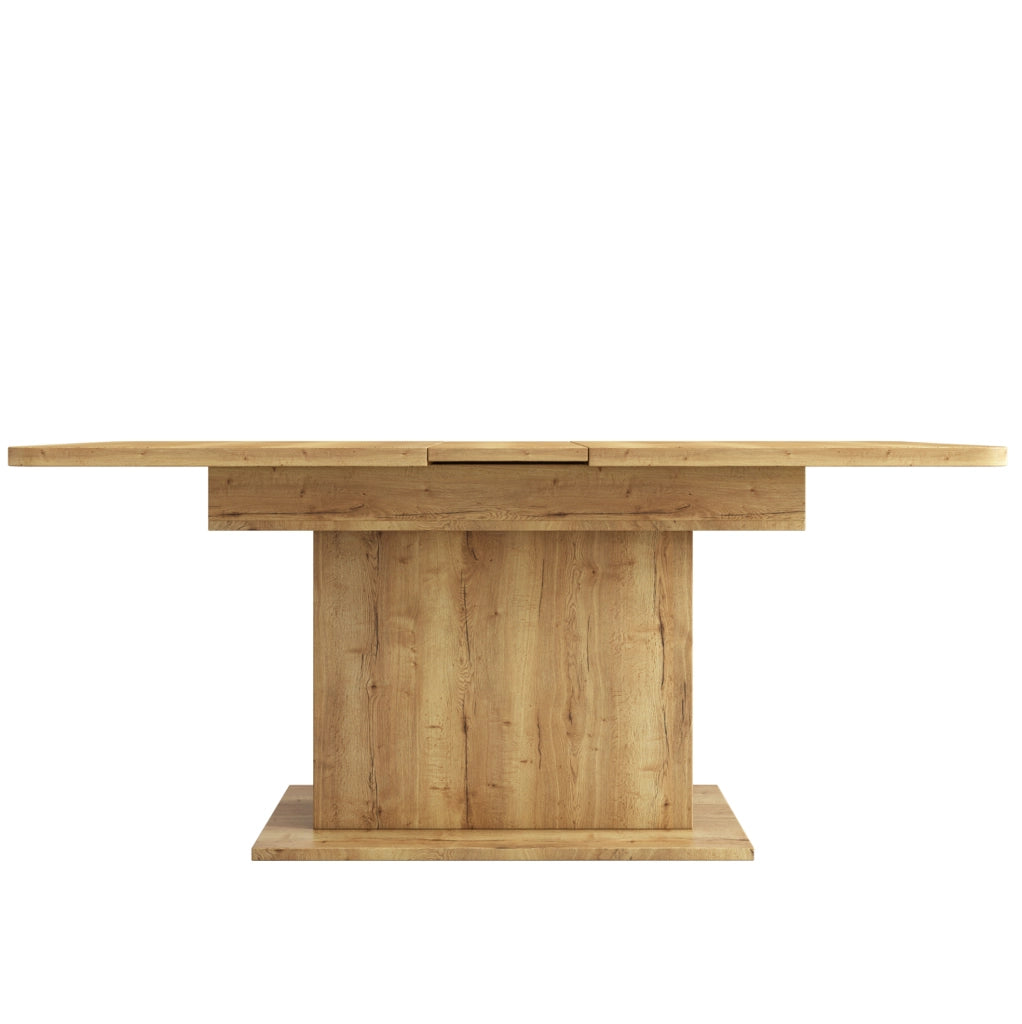Tavolo da pranzo allungabile in pannelli truciolari e metallo, 110/130x70x75 cm, con spazio contenitivo, design rettangolare moderno color naturale