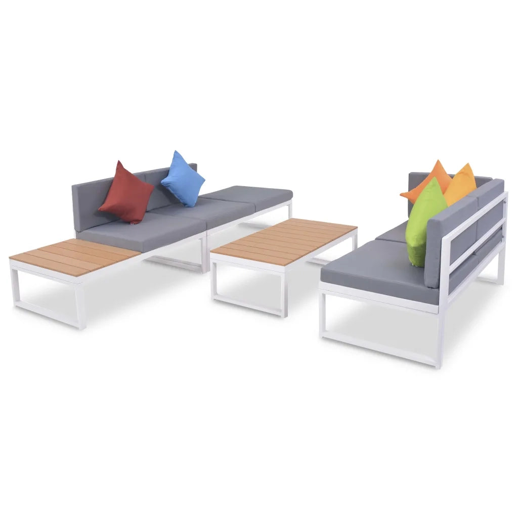 Set Divani da Giardino 4 pz con Cuscini in Alluminio e WPC 42867