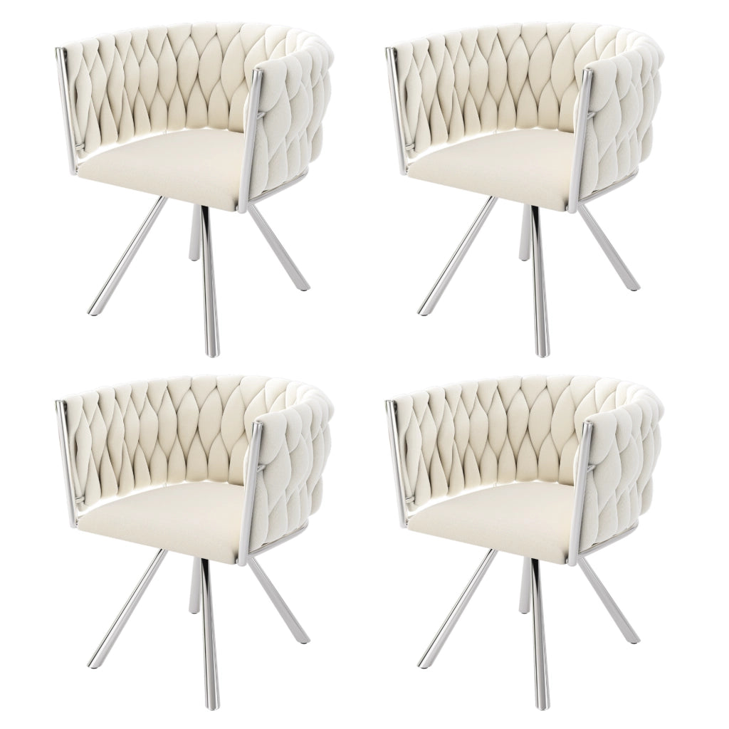 Sedia da Pranzo Girevole in Velluto ¨C Xylo ¨C Beige, Gambe in Metallo, Set 4 Pezzi