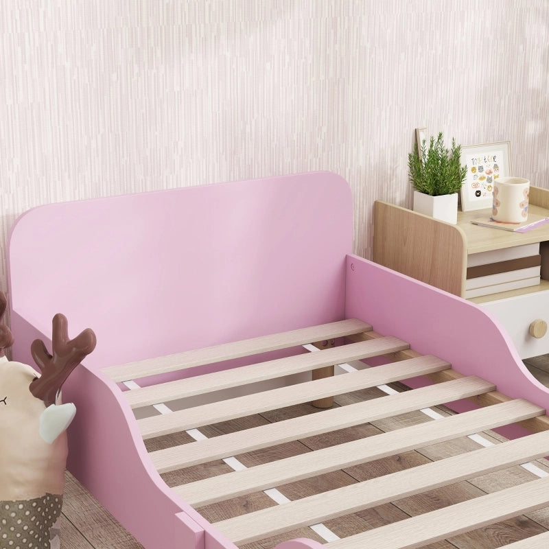 Letto per bambini rosa con sponde di protezione 143;5x74;2x50 cm in MDF e pino