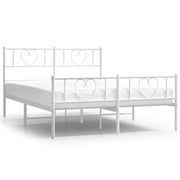 Letto matrimoniale | Letto per adulti | Giroletto con Testiera e Pediera Metallo Bianco 120x190 cm