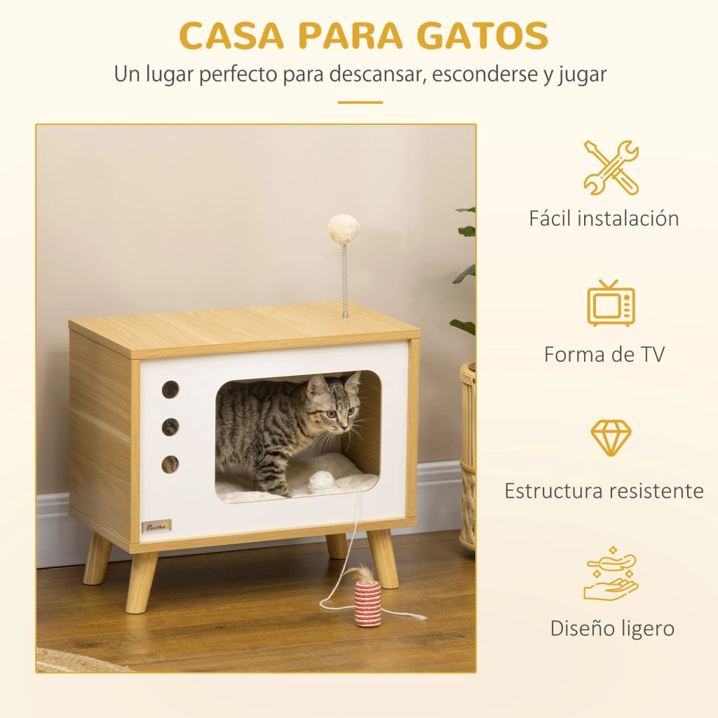 Casetta per Gatti ¨C zephmum ¨C Legno Rovere 50x28x43 cm