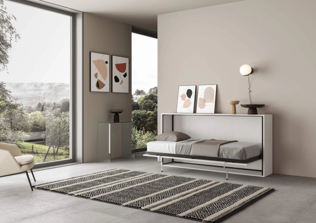 Letto Singolo a Scomparsa Salvaspazio Orizzontale Kando H97 cm Bianco