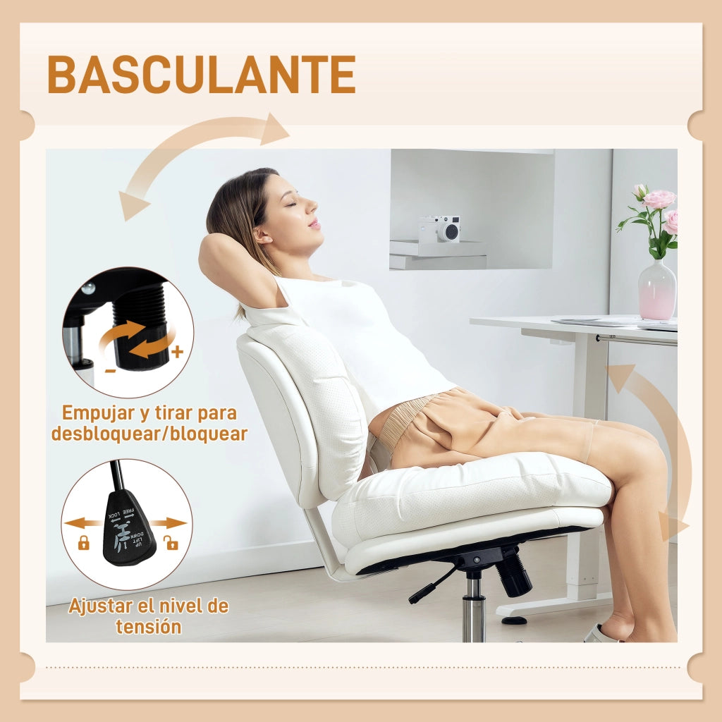 Sedia da Ufficio con Schienale Imbottita e Ruote ¨C Minimal ¨C Bianco