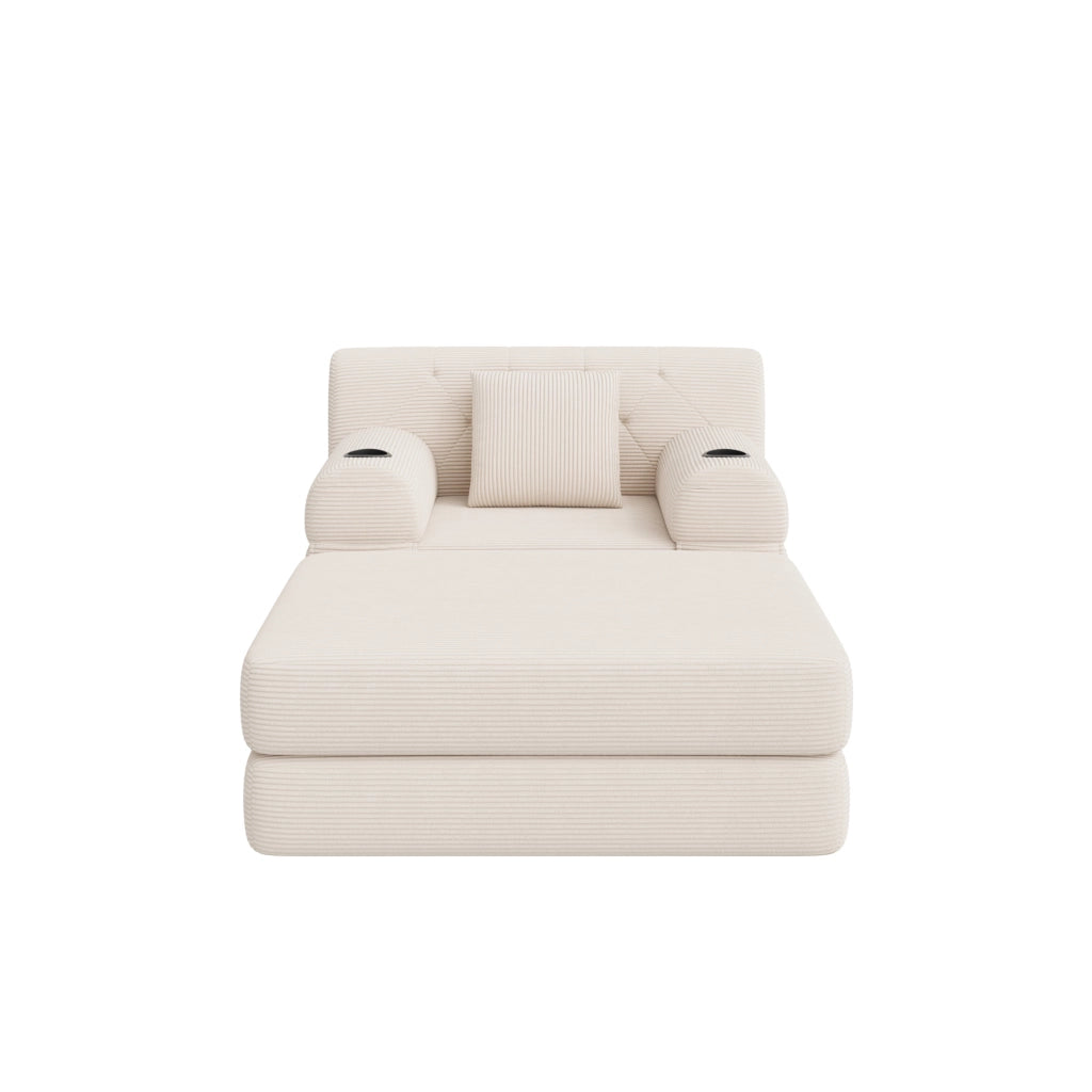 DIVANO LETTO Compresso 162x191 cm in Velluto a Coste Beige