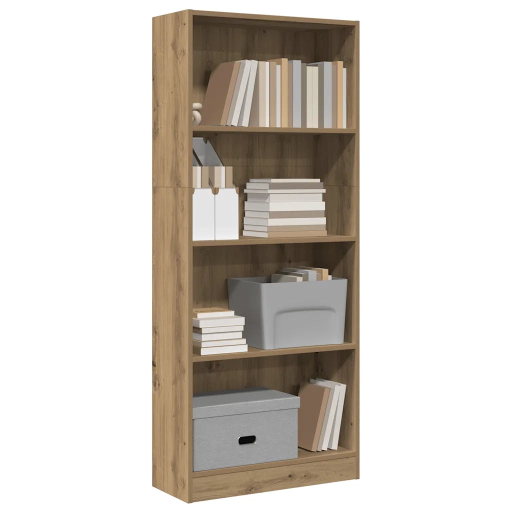 Libreria-Scaffale per Libri-Mobile di Stoccaggio Rovere Artigianale 60x24x143 cm in Legno Multistrato