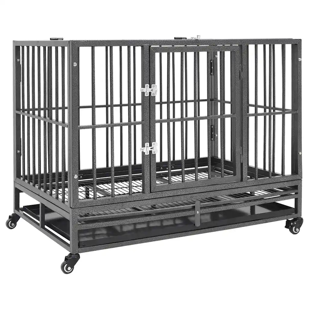 Gabbia per Cani con Ruote in Acciaio 102x72x85 cm 171492