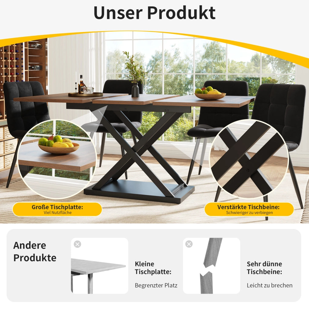 Tavolo da pranzo allungabile 120-160x80 cm noce e nero