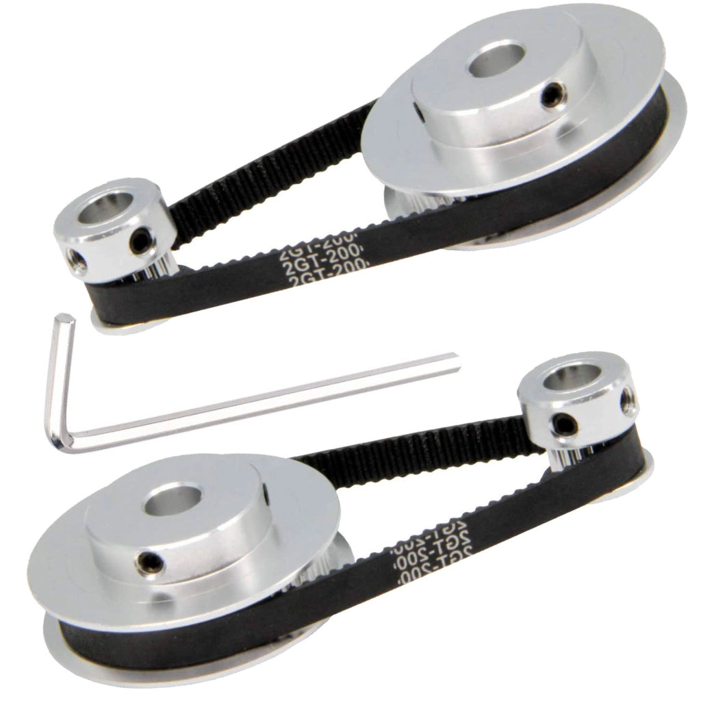 Set da 2 pezzi di pulegge sincrone GT2 20 e 60 denti, foro da 8 mm, puleggia in alluminio con 2 cinghie lunghezza 200 mm, larghezza 6 mm (20-60T-8B-6)