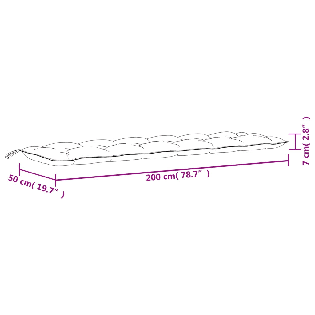 Cuscini per Panca 2 pz-Set di 2 Cuscini per panchina Neri 200x50x7 cm in Tessuto Oxford
