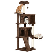 Albero tiragraffi per gatti con piattaforme, letto, amaca e scale ¨C zephmum ¨C marrone, 160 cm