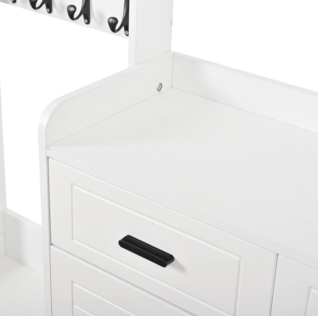 Mobile ingresso con appendiabiti e scarpiera 125x36x165 cm bianco HOMVRA