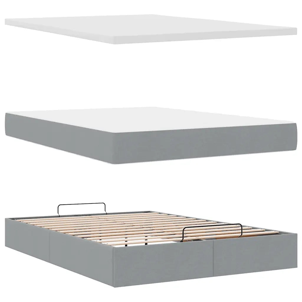 Struttura Letto Pouf con Materasso 140x190 cm in Tessuto 3314086