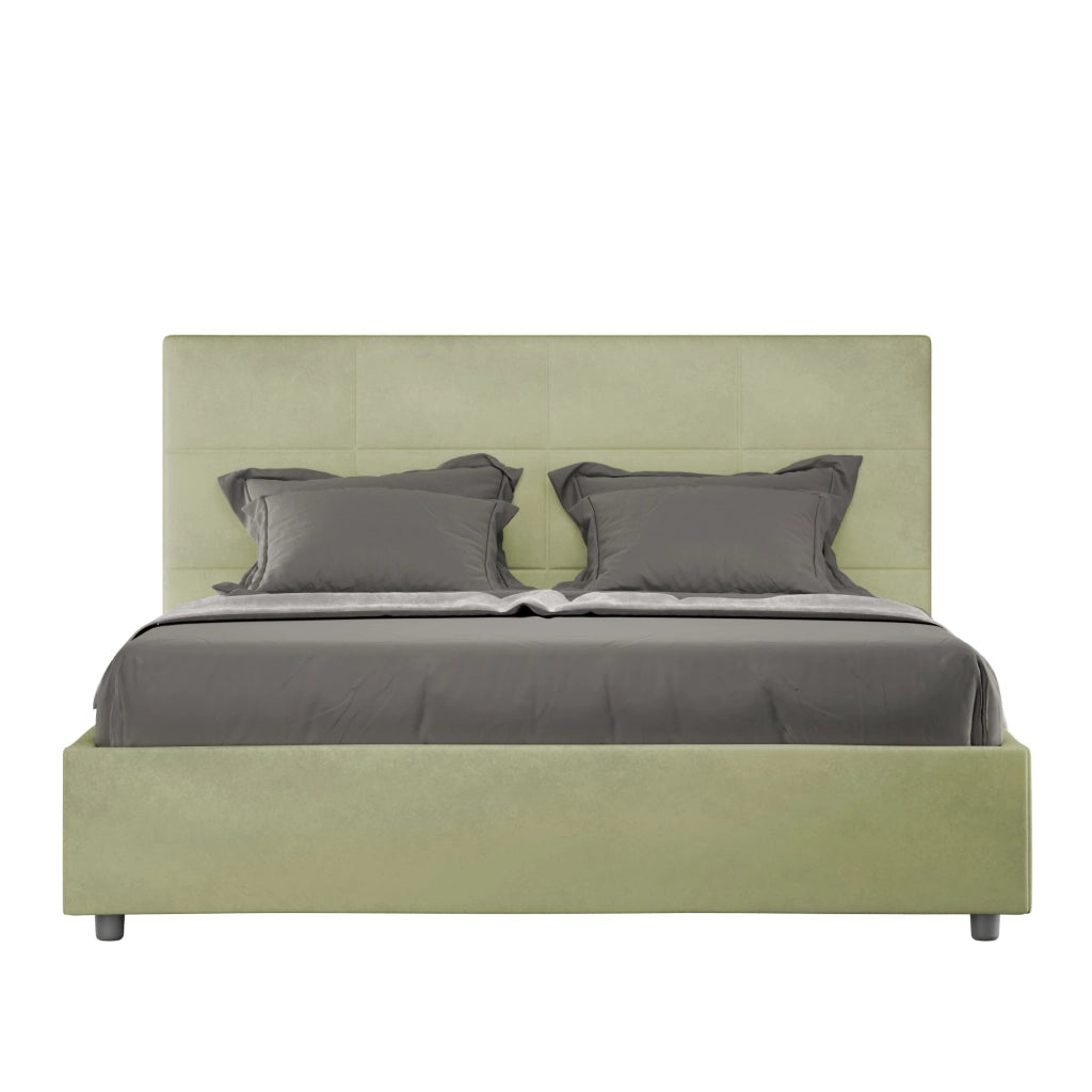 BS COM Letto una piazza e mezza contenitore imbottito 130x210 microfibra tè verde