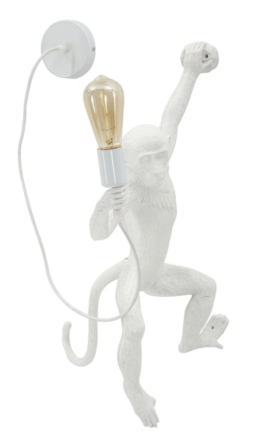 Lampada da Muro Monkey Bianca 32x32x64 cm in Resina Bianco