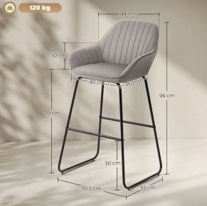 Set di 2 sgabelli da bar 50,5 x 53 x 96 cm in poliestere grigio con braccioli