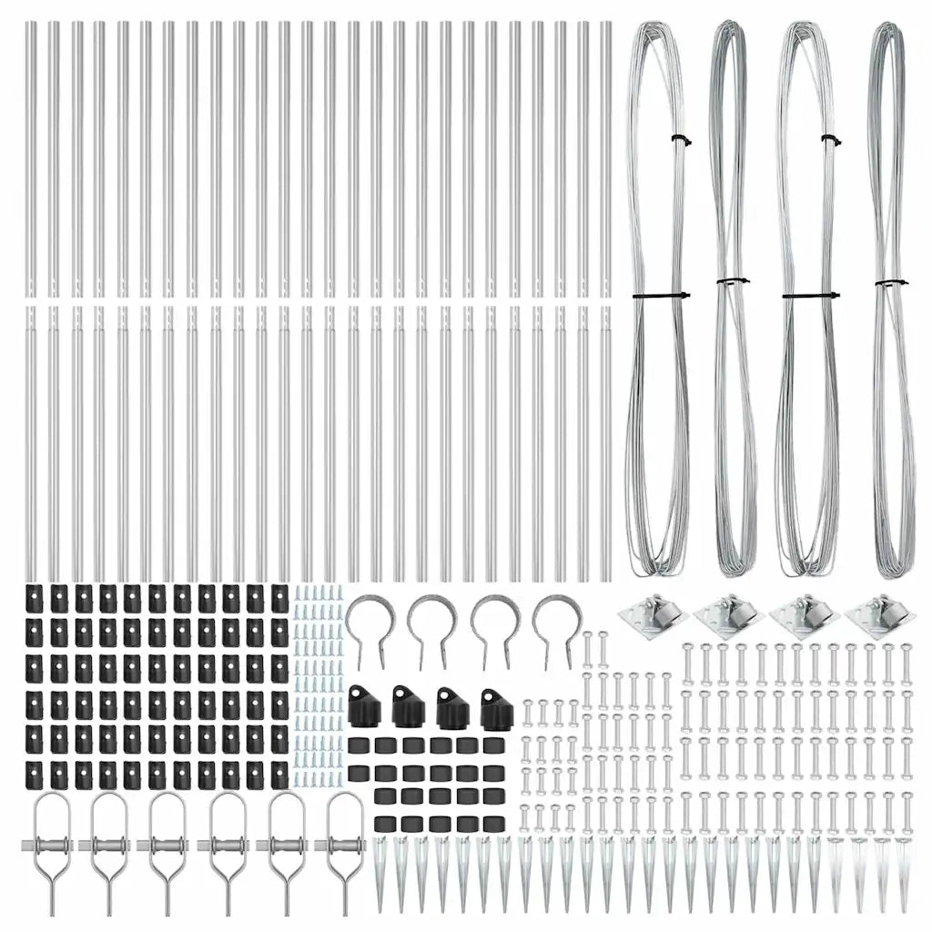 Palo della recinzione 26 pcs Grigio 3,2 x 3,2 x 185 cm