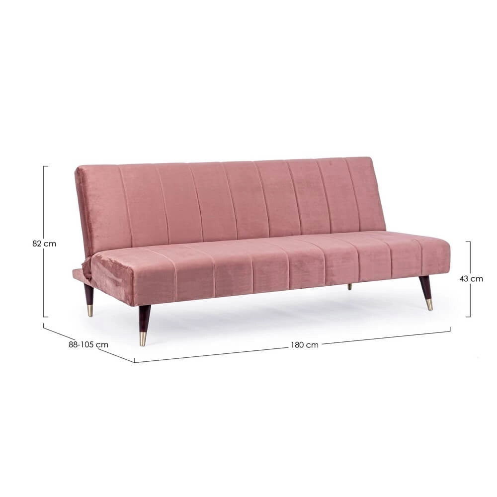 Divano Letto 3 Posti in Velluto con Gambe in Legno - ADELAIDE