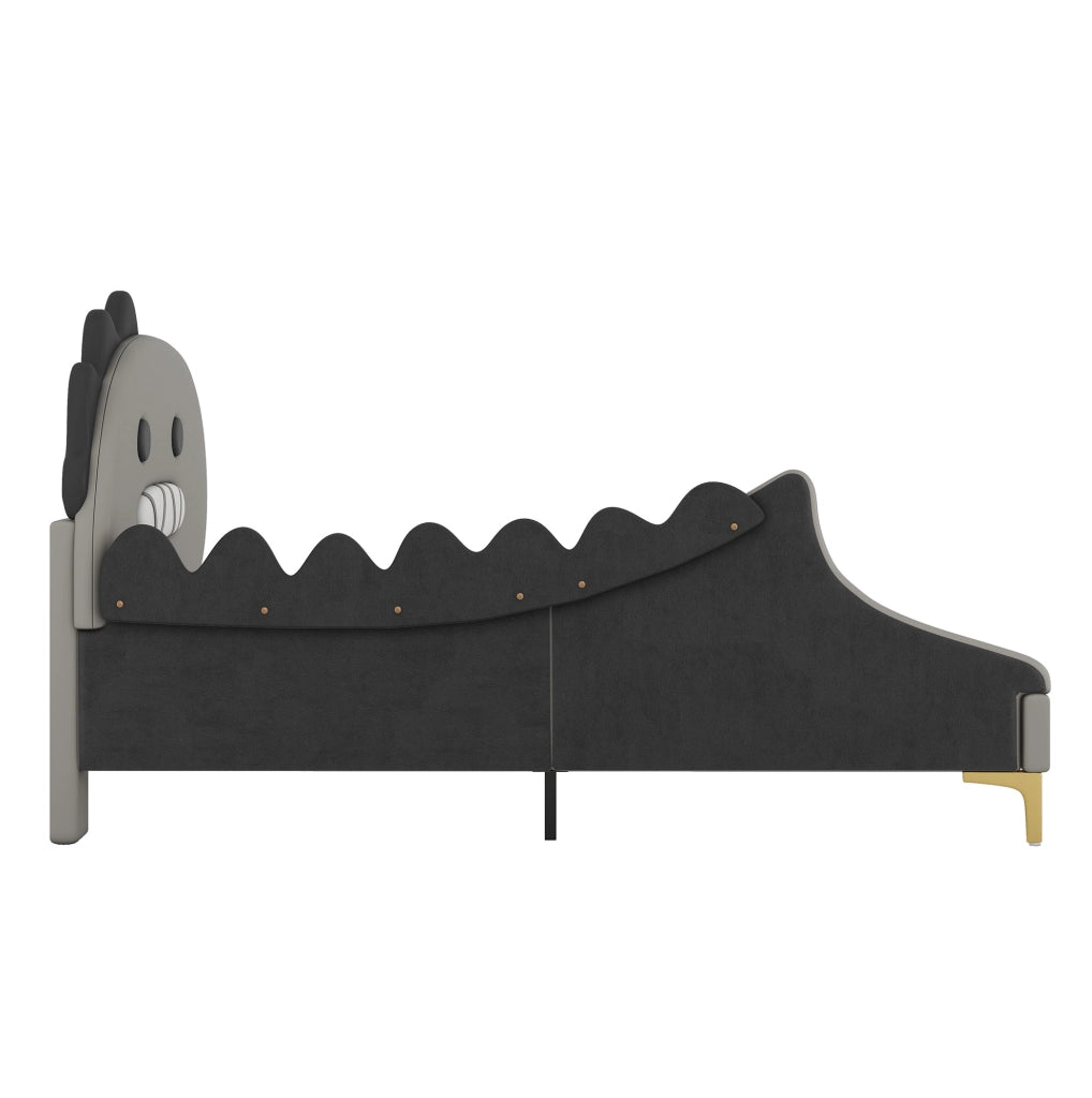 LETTO Bimbi a forma di dinosauro 90x200 cm PU Grigio