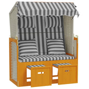 Strandkorb con Cuscini Polyrattan Legno Massello Bianco Grigio CFW2155190