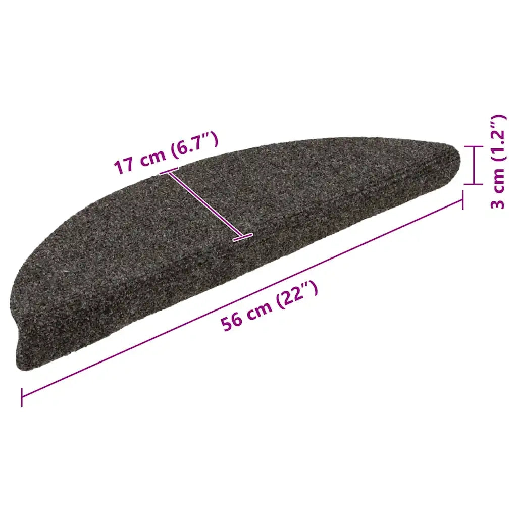 Tappetini per scale autoadesivi 15 pz | Gradini per Scale 56x17x3 cm antracite semicircolari