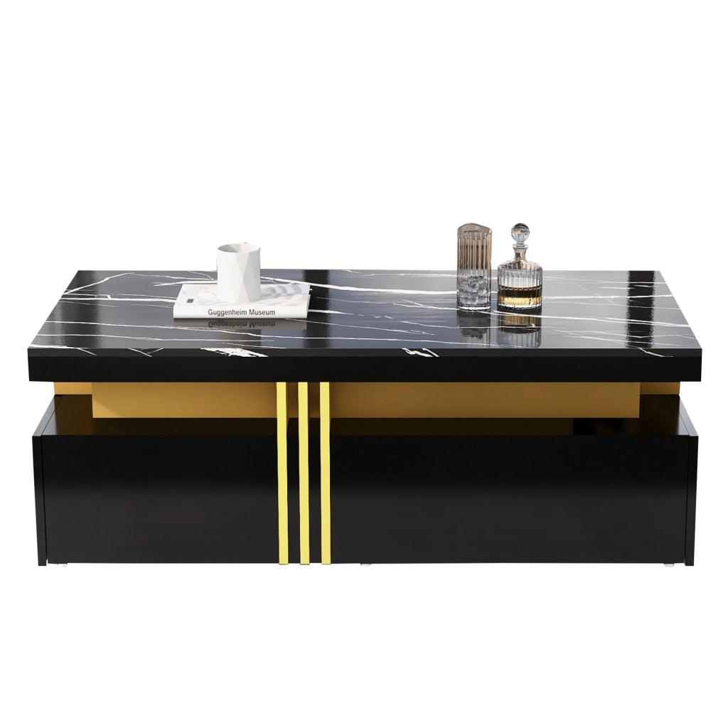 Tavolino da caffè nero 100x50 cm con 2 cassetti