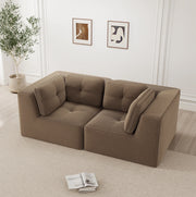 Divano angolare modulare ULEVR 208x104x69 cm senza struttura rigida, in velluto a coste marrone