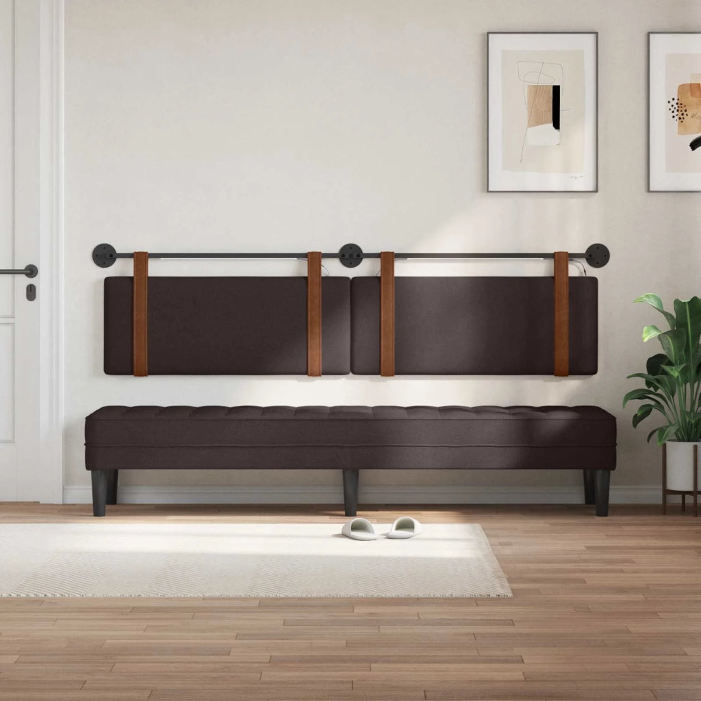 Testiera | Testata sospesa Con luce LED Marrone Scuro PU Antico