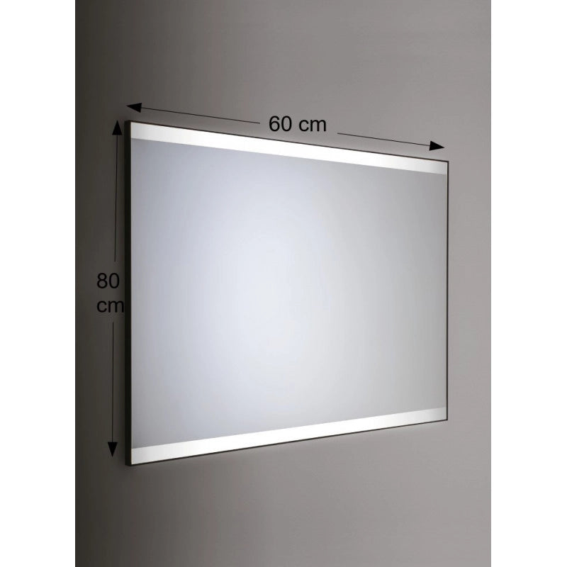Specchio da Parete Retroilluminato a LED Rettangolare 60x80 cm spessore 4 mm Cornice Cromo Lucido