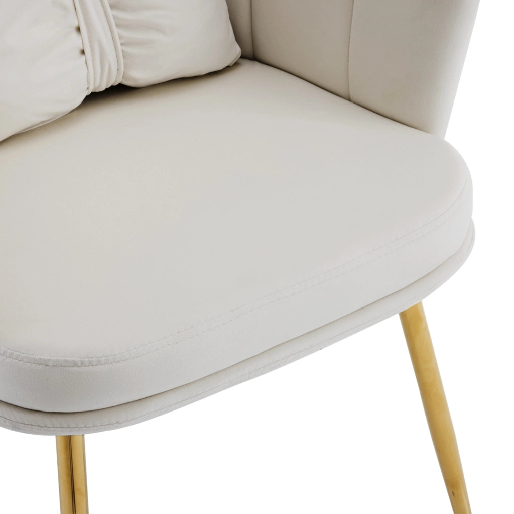 Set di 2 sedie a petalo con cuscini in velluto beige e gambe in metallo